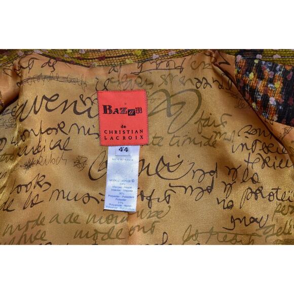 B2 Auth BAZAR DE CHRISTIAN LACROIX VTG Tapestry Tweed Single Button Blazer Sz 44 - Picture 7 of 7